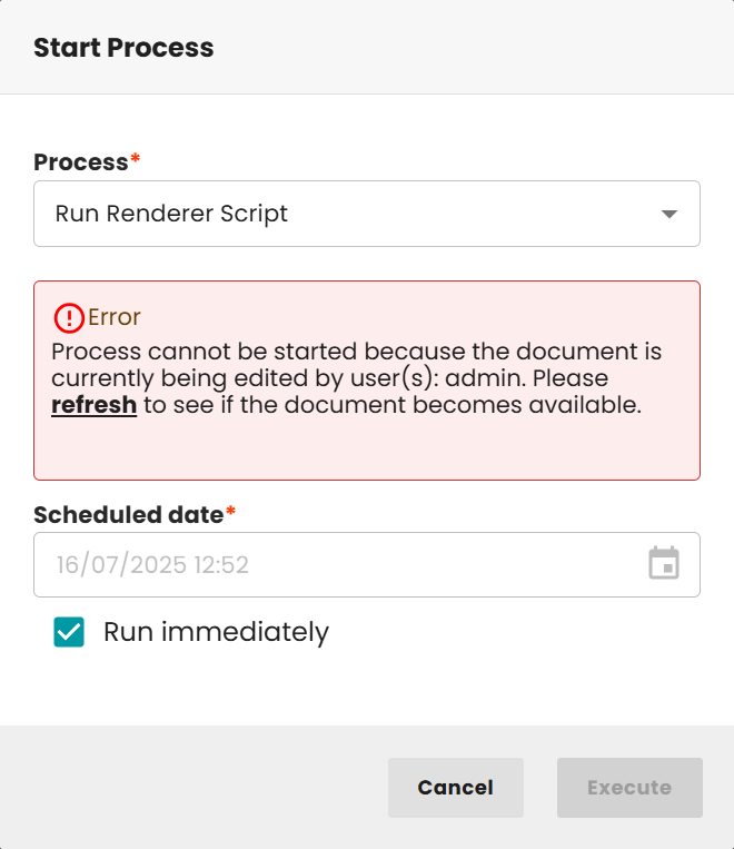 start process dialog